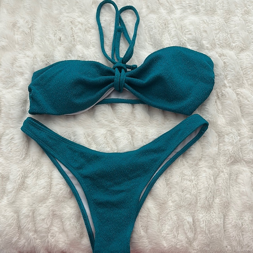 Teal Bandeau Bikini Set